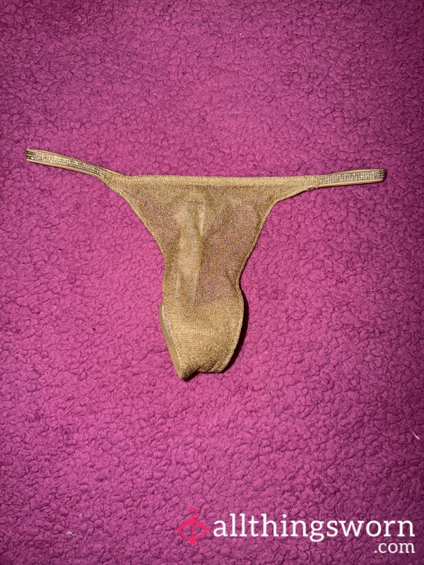 Gold Thong With Gusset Pocket