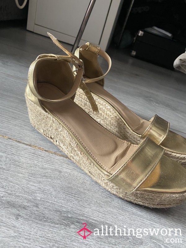 Gold Wedge Sandals