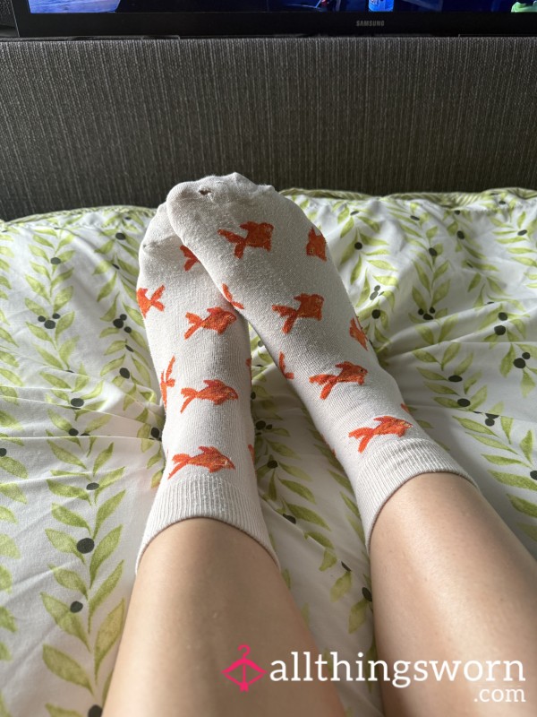 Goldfish Print Socks, Worn 4days