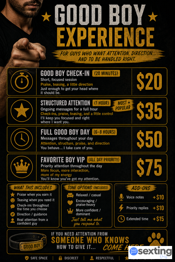 "Good Boy Experience" - For Guys Who Want Attention, Direction, And To Be Handled Right