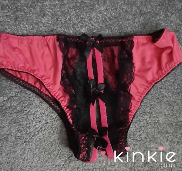 Gorgeous Pink And Black Crutchless Knickers Worn For As Long As Like ⭐⭐⭐⭐⭐