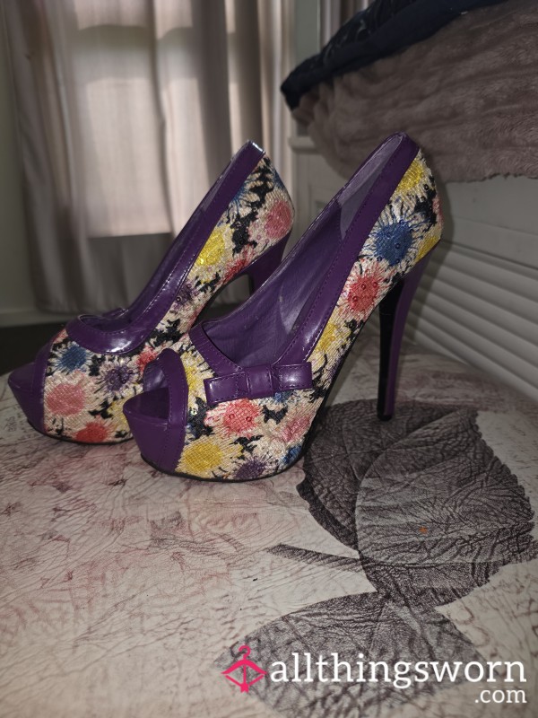 Gorgeous Purple Flower Heels