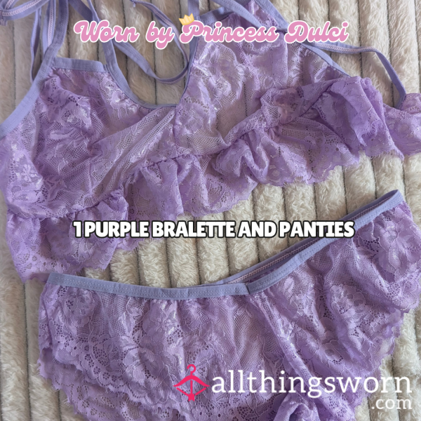 Gorgeous Purple Lace Bralette + Panties Set