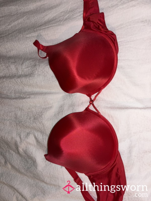 Gorgeous Vibrant Red Satin Ann Summers Bra In A Full 36G (UK Sizing) – The Perfect Handful Of Luxury And Tease!