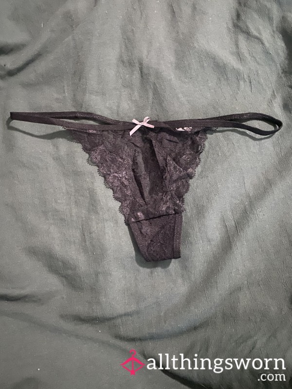 Goth Girl Black Bow G-String