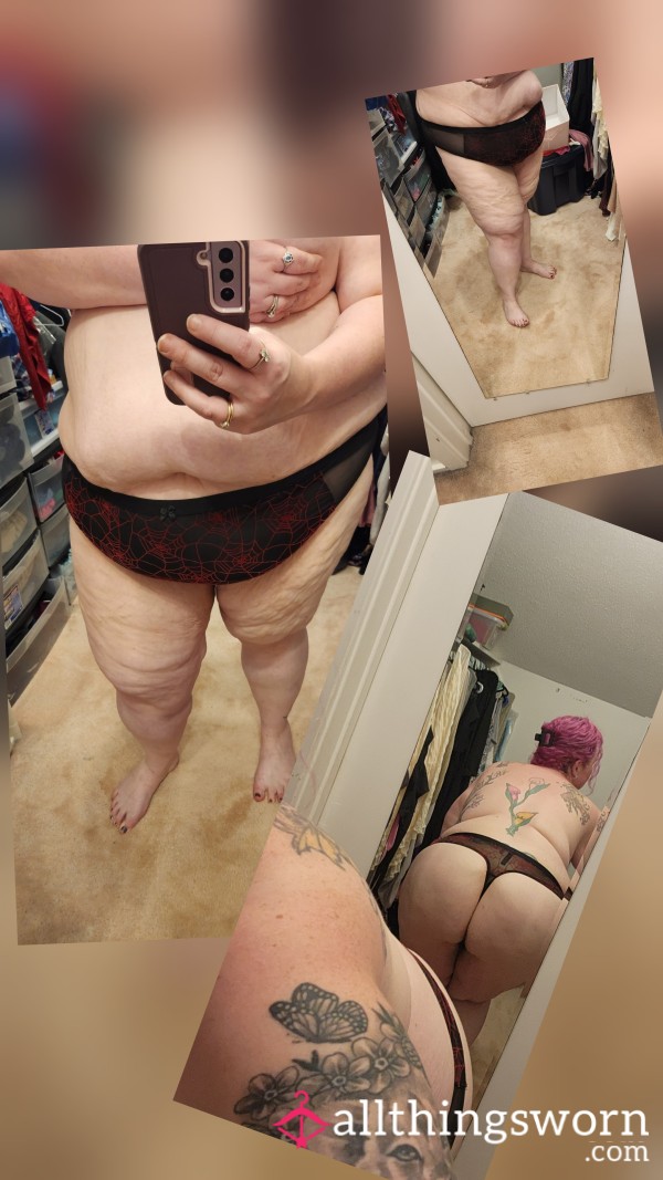 Gothic Red And Black Spiderweb MILF Mesh Thong Torrid Size 5