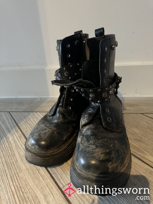 Gothic Studded Leather Doc Style Boots