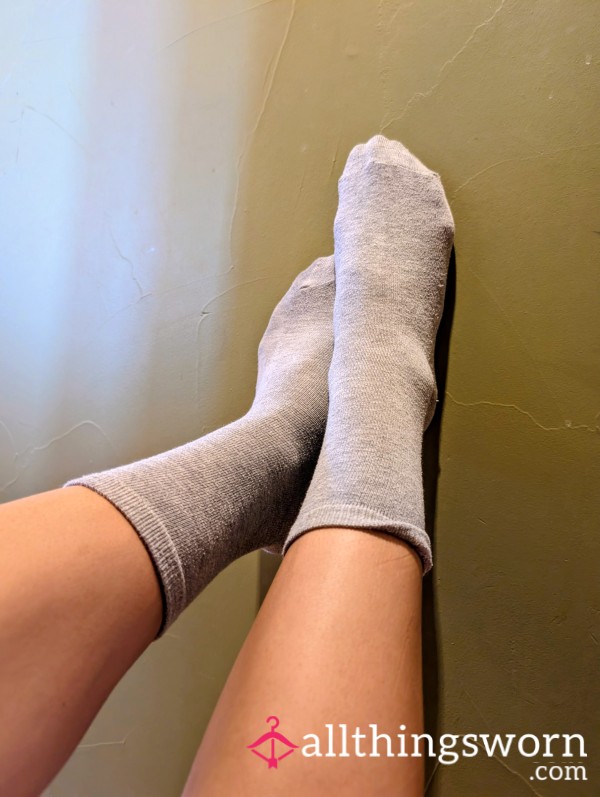 Gray And White Dress Socks, Worn Two Pack