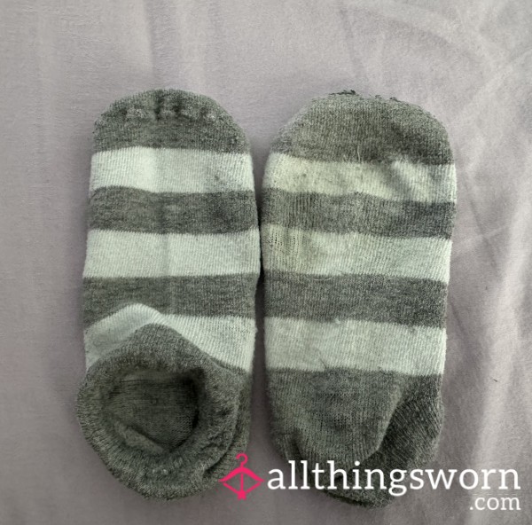 Gray And White Striped Socks