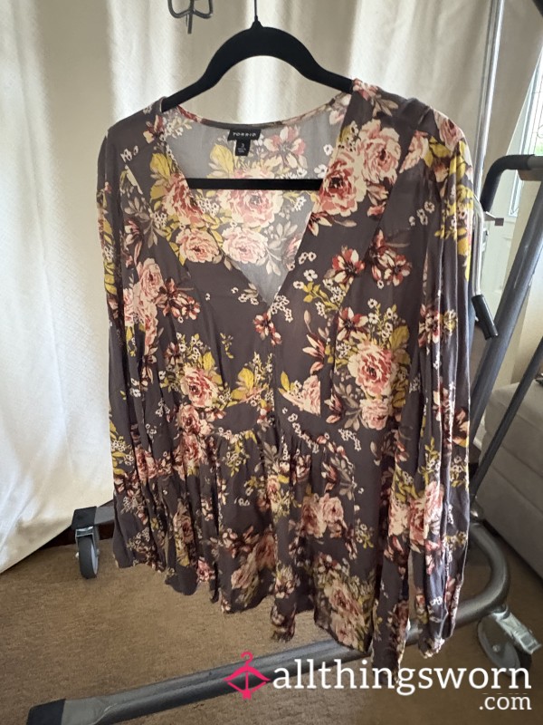 Gray Baby Doll Top