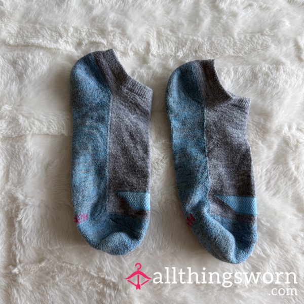 Gray & Blue Athletic Hanes Ankle Socks