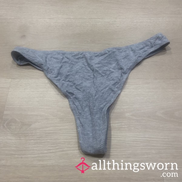 Gray Cotton Thong