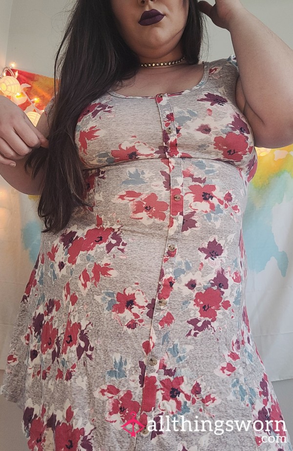 Gray Flor*l T Shirt Dress