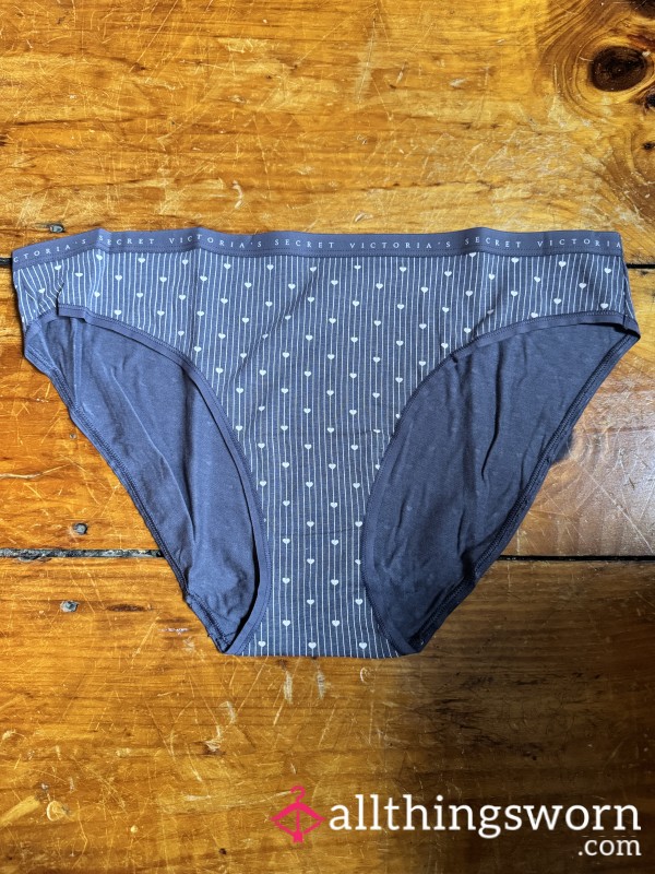 Gray Heart Stripe Cotton VS Briefs, XXL