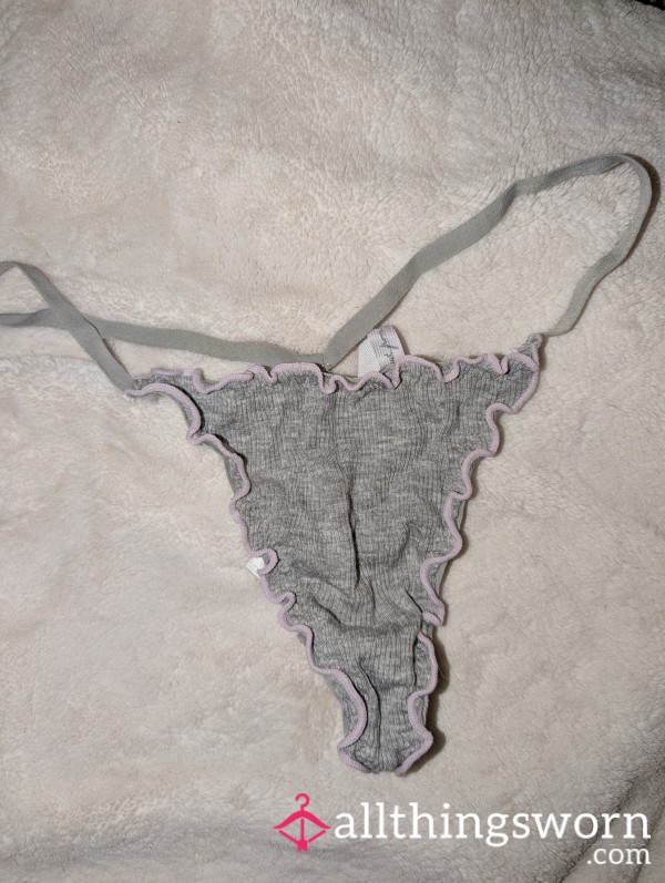 Gray Knit Thong