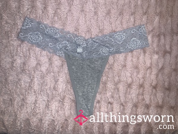 Gray Lace Thong