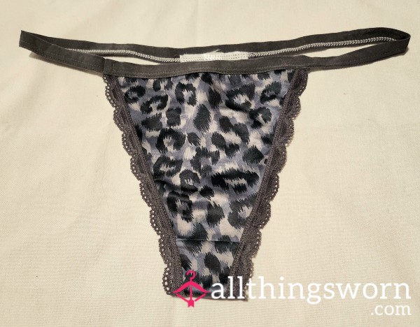 Gray Leopard Print G String
