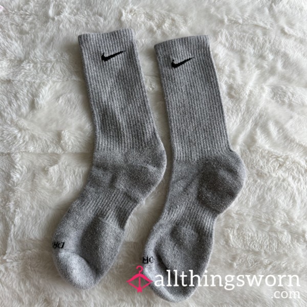 Gray Nike Crew Socks
