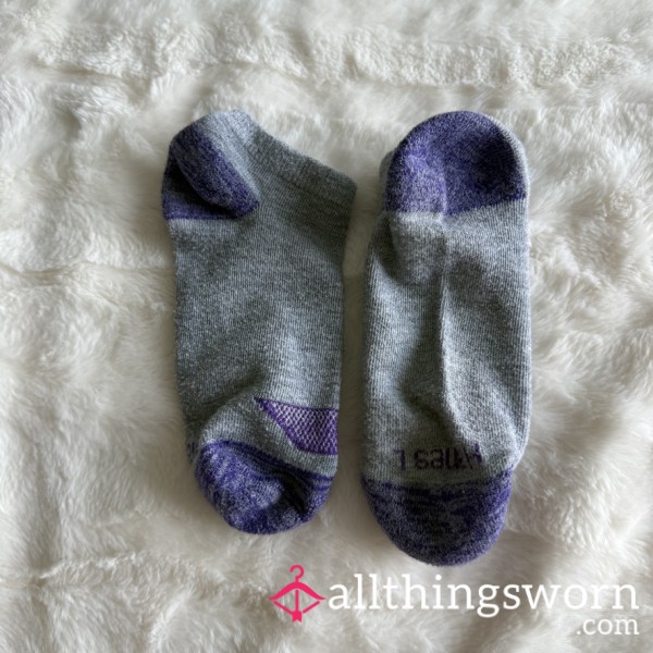 Gray & Purple Hanes Ankle Socks
