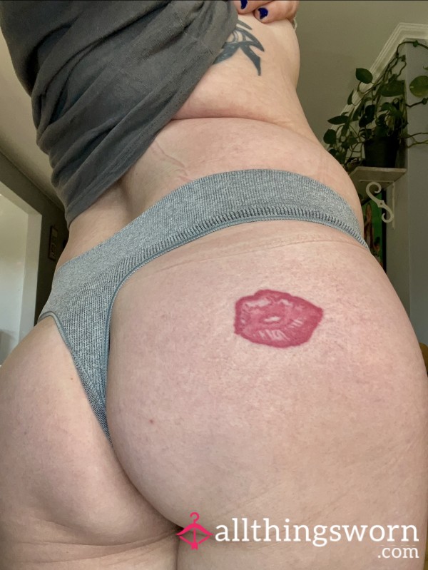 Gray Ribbed Thong