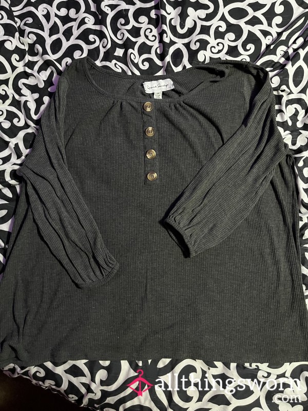 Gray Ribbed Top