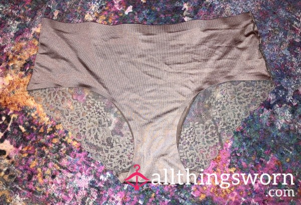 Gray Satin Panty With Lace Back
