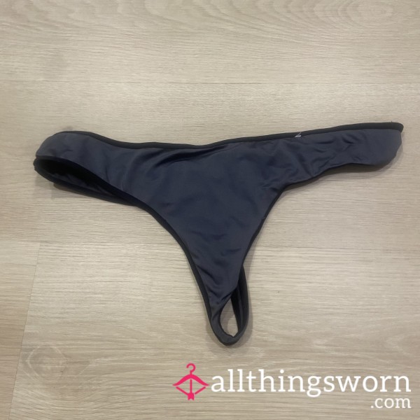 Gray Satin Thong