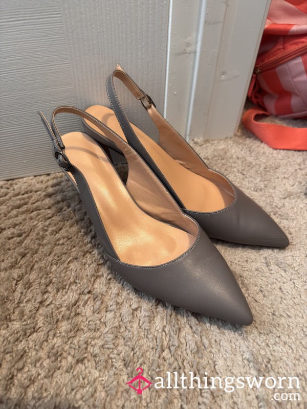 Gray Silver Heels Shoes US 8.5