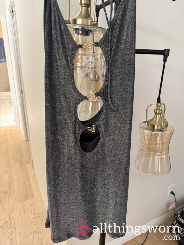 Gray Sparkly Halter Dress