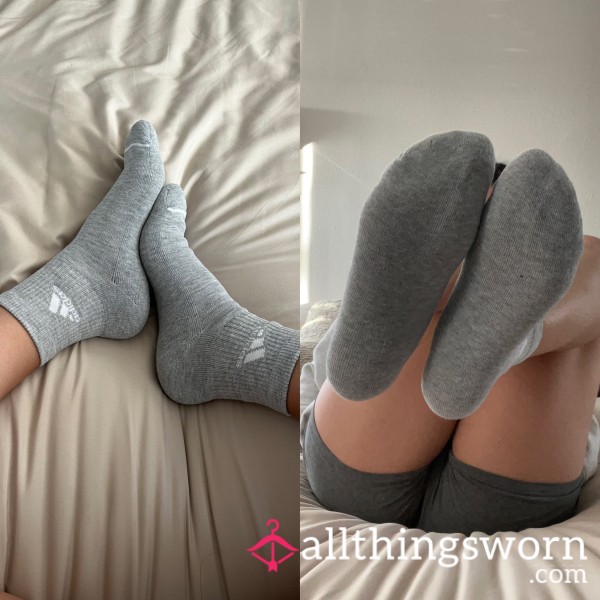Gray Adidas Crew Socks