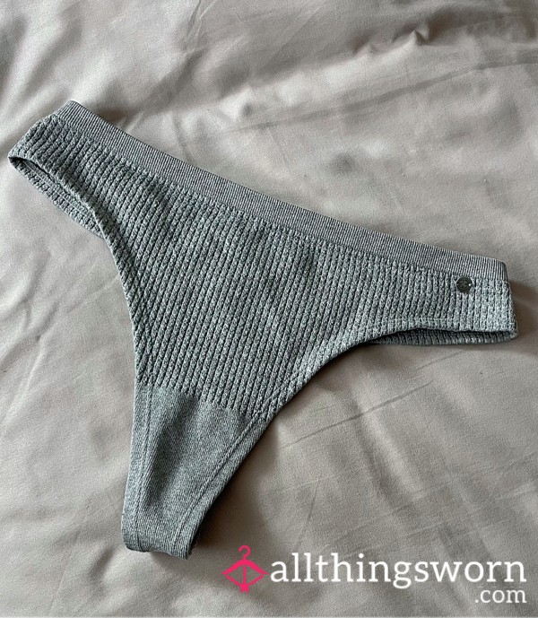 Gray Waffle Knit Thong