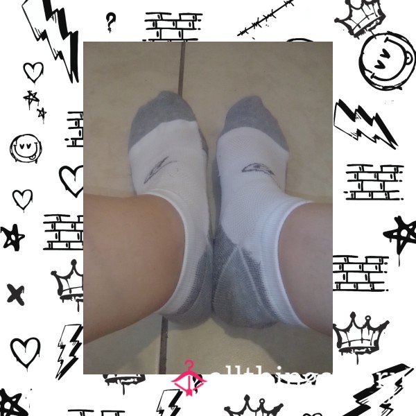Gray & White Sport Ankle Socks