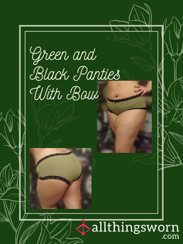 Green And Black Panties With Bow
