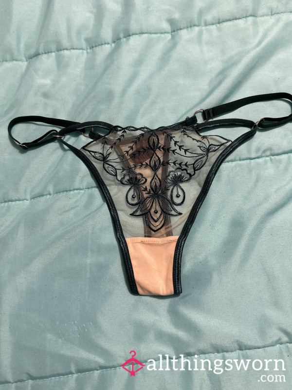 Green And Nude Lace Flor*l Thong
