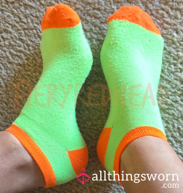 Green And Orange Ankle Socks