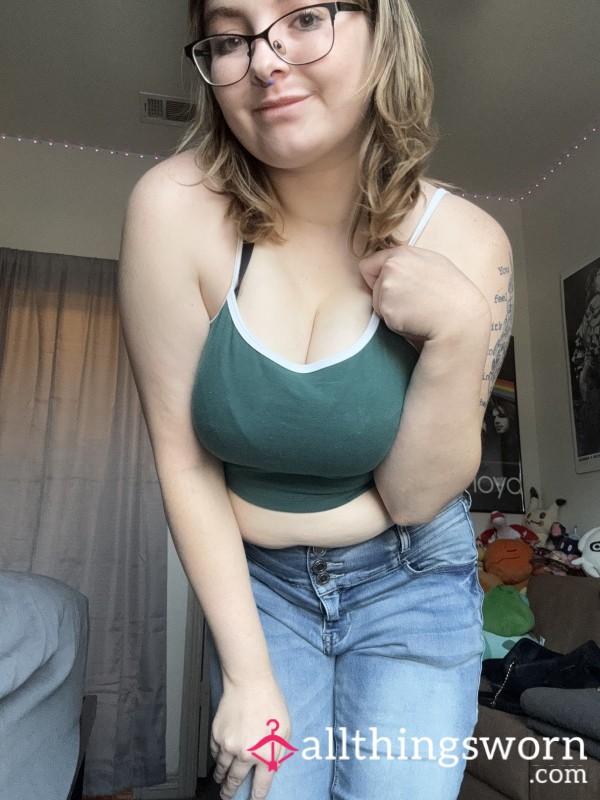 Green And White Target Crop Top Size Small