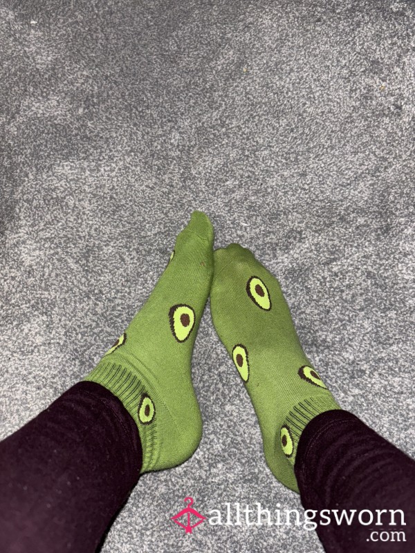 Green Avocado Socks😉 Size 8🥵 Well Worn And Sweaty Just For You😈