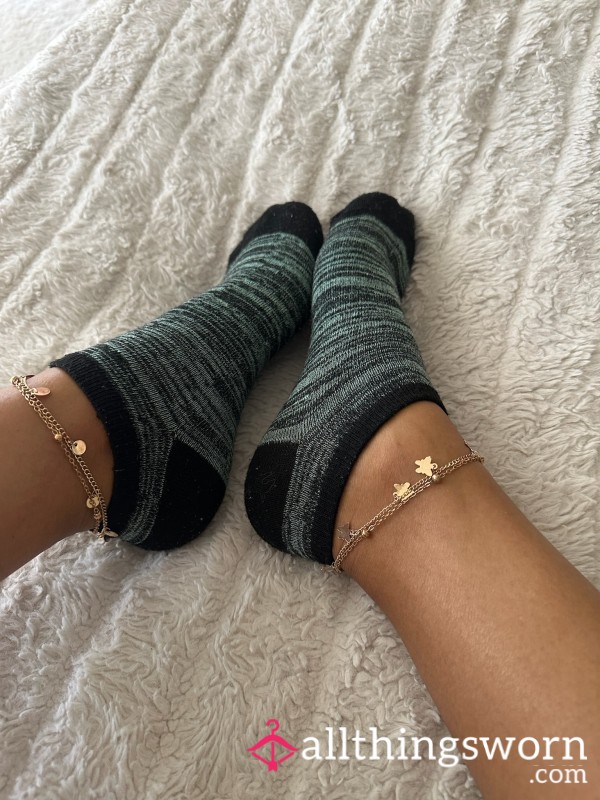 🖤 Green + Black Ankle Footsie Gym Socks 🖤