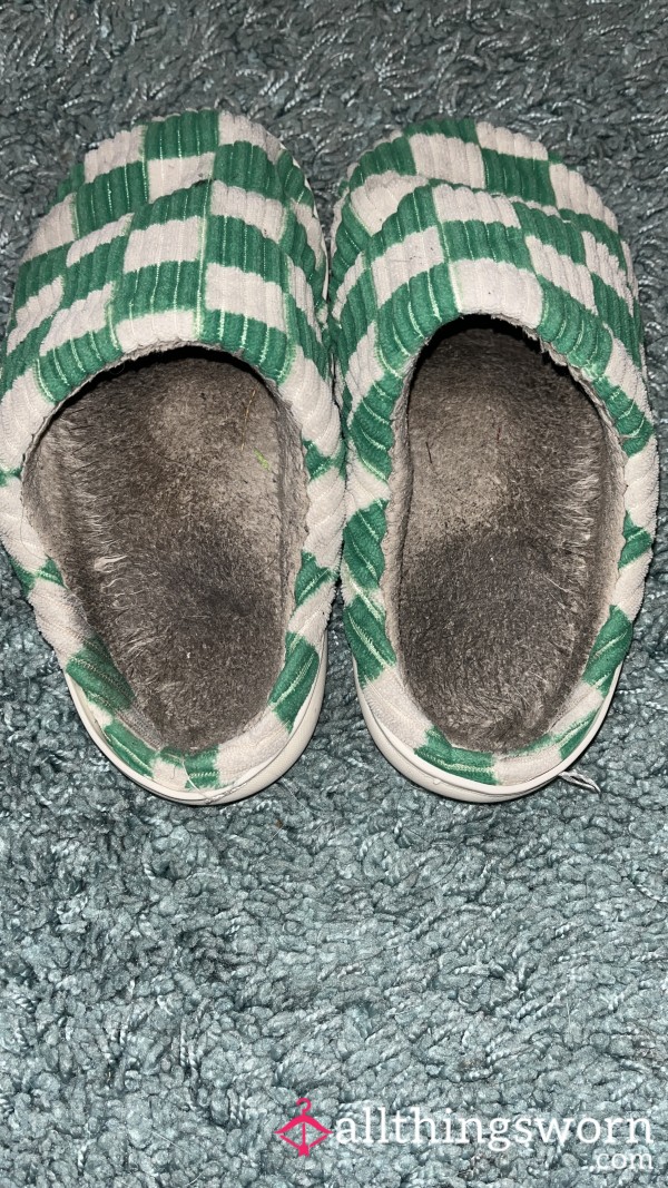 Green Checkered Slippers