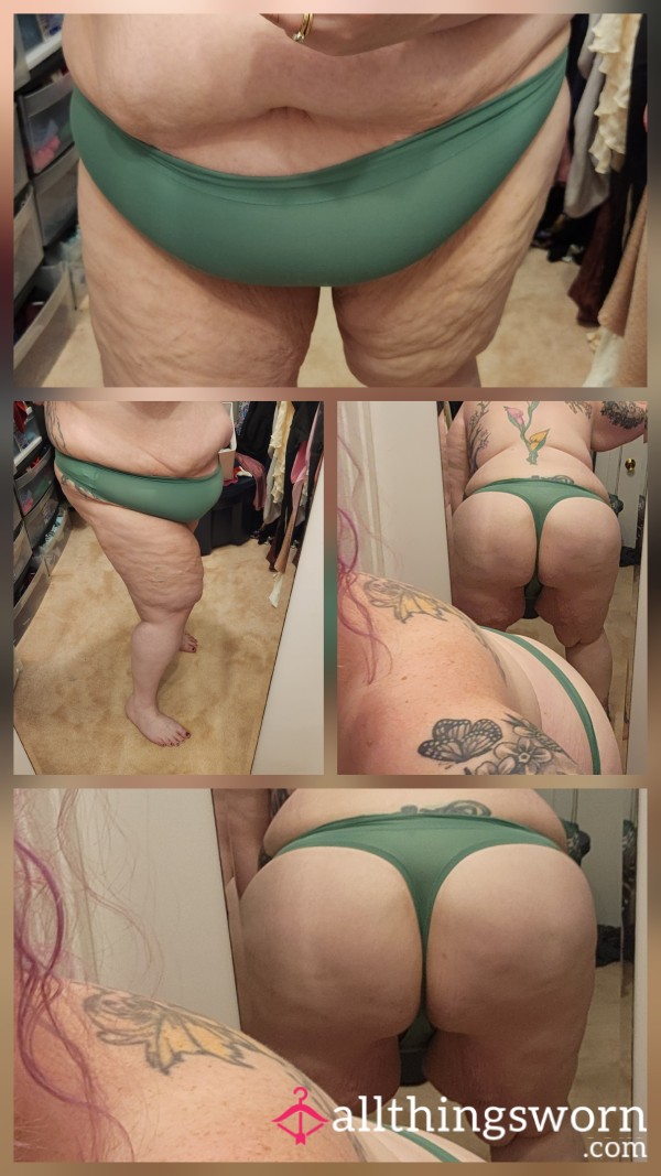 Green Comfort Bliss Silky Feel Nylon MILF Thong Size 26/28