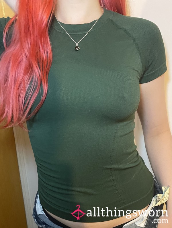 Green Compression Shirt, Worn To Dance Cla**!
