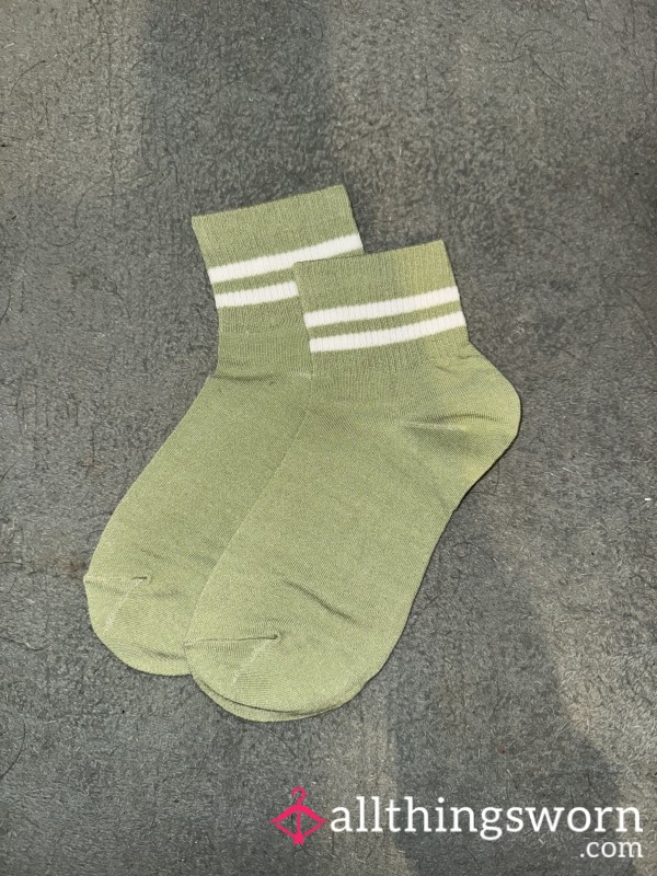 Green Cotton Crew Socks