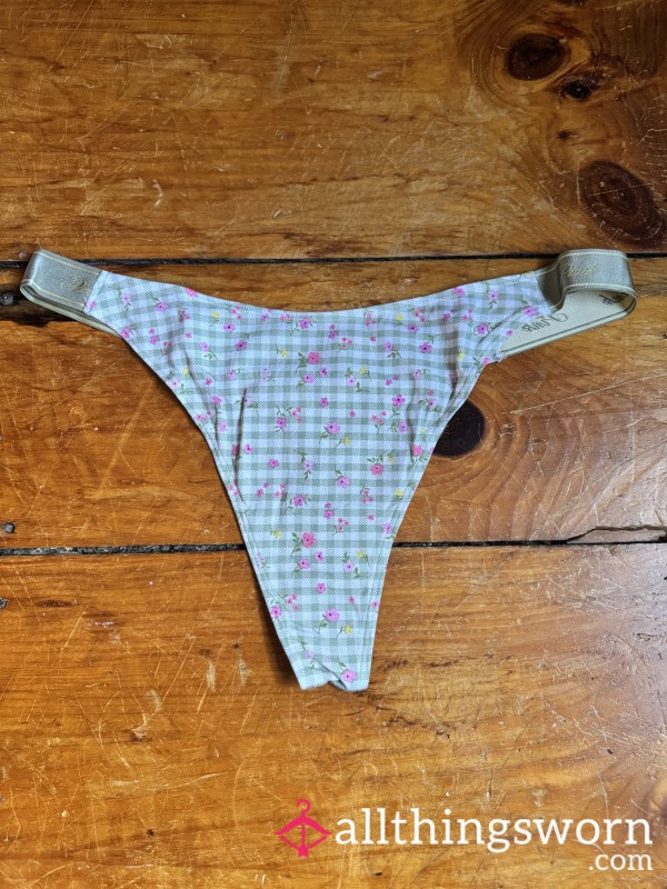 Green Cotton Gingham Print VS Thong, XXL