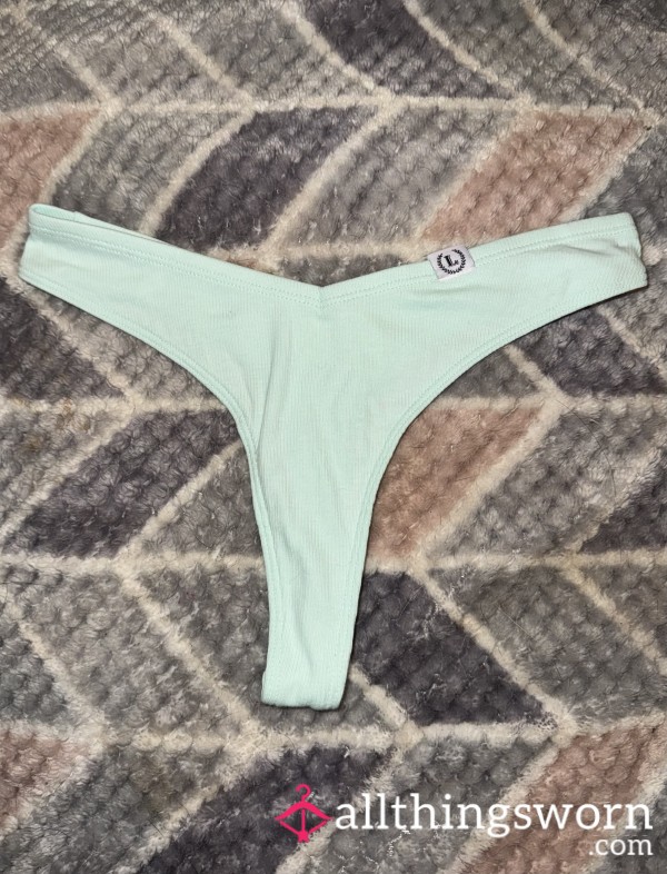 Green Cotton Sports Thong