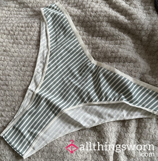 Green & Cream Strip Thong
