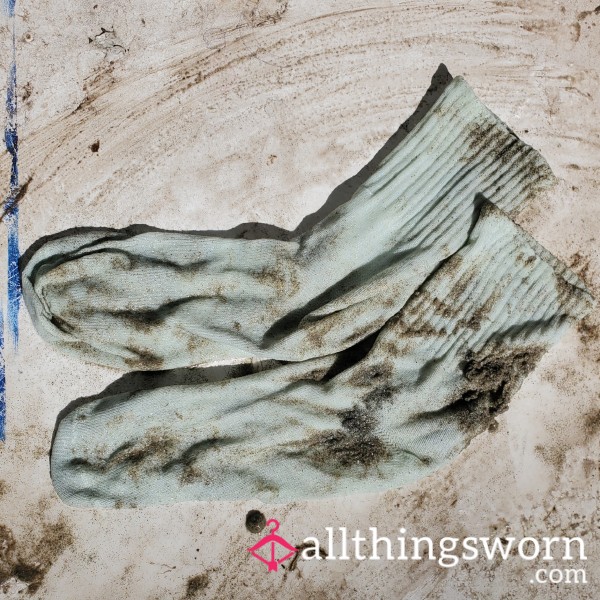 Green Crew Socks - Wet And Sandy