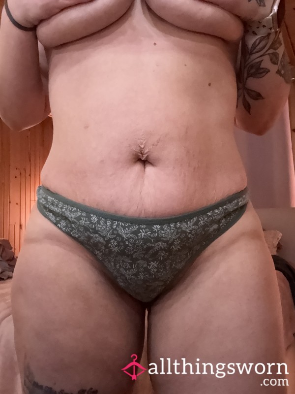 Green Flor*l Thong