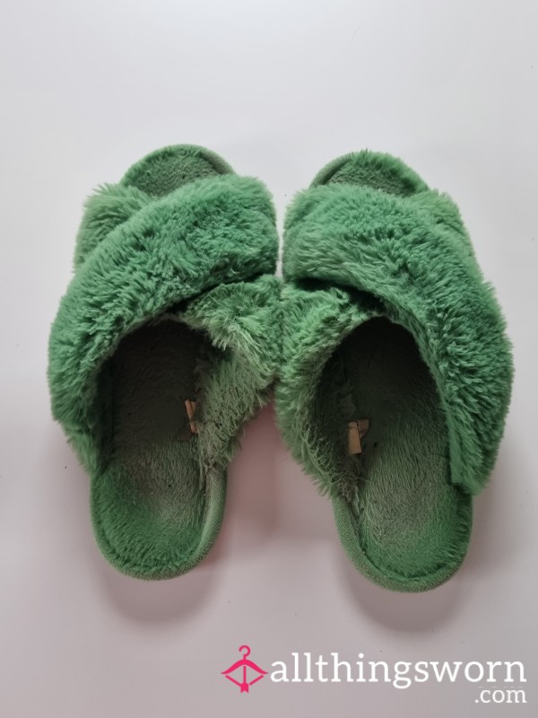Green Fluffy Slippers
