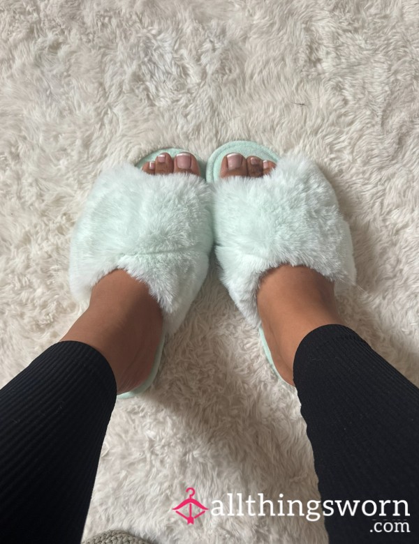 Green Fluffy Slippers