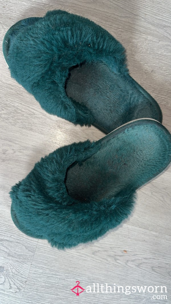 Green Furry Slippers